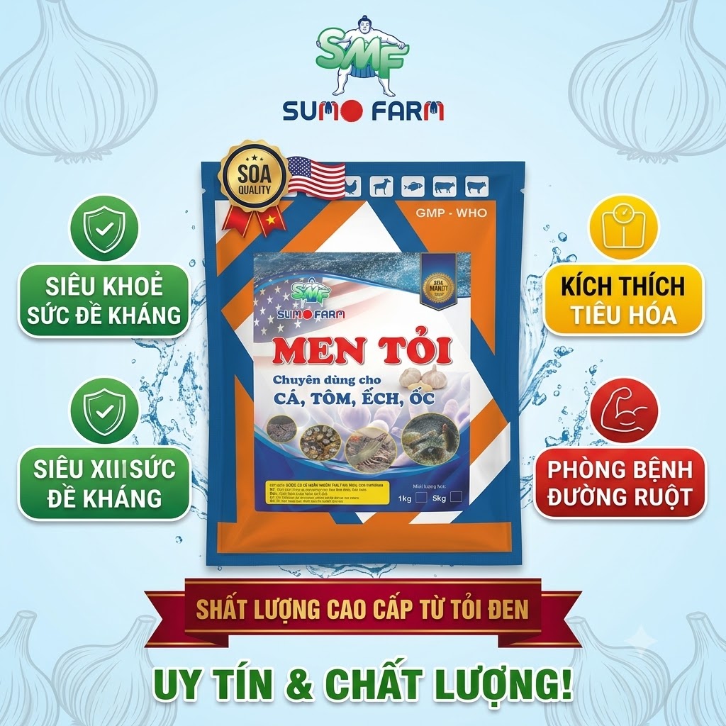 Thức ăn bổ sung Men tỏi thủy sản