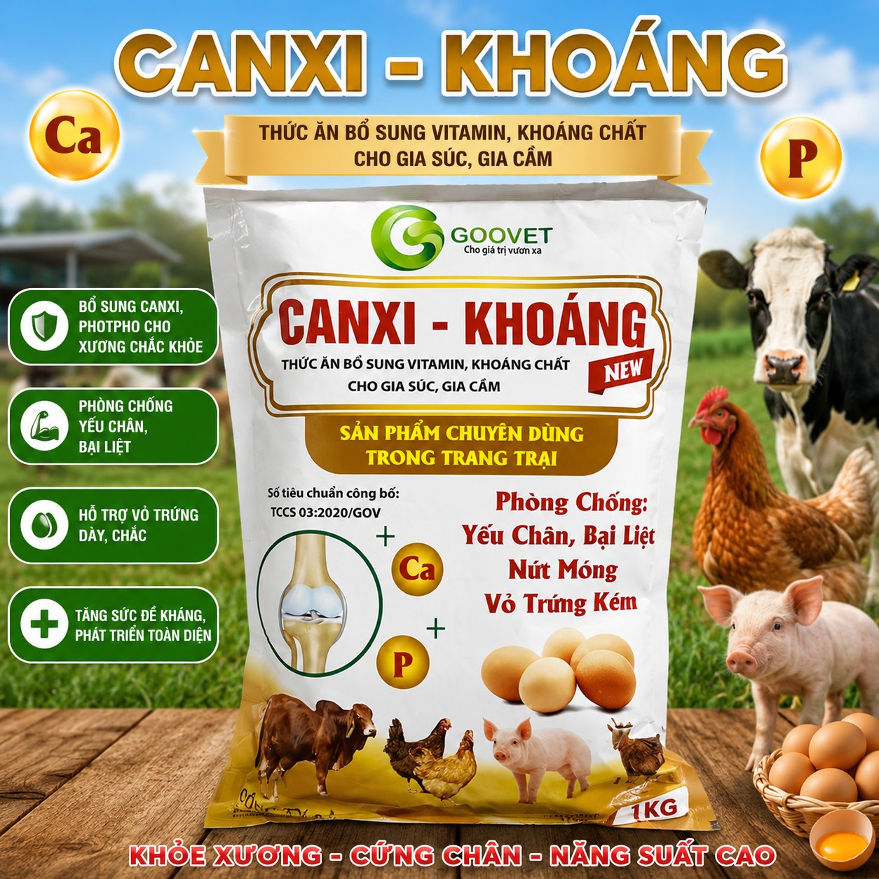 Thức ăn bổ sung (CANXI KHOÁNG NEW 1kg GV)