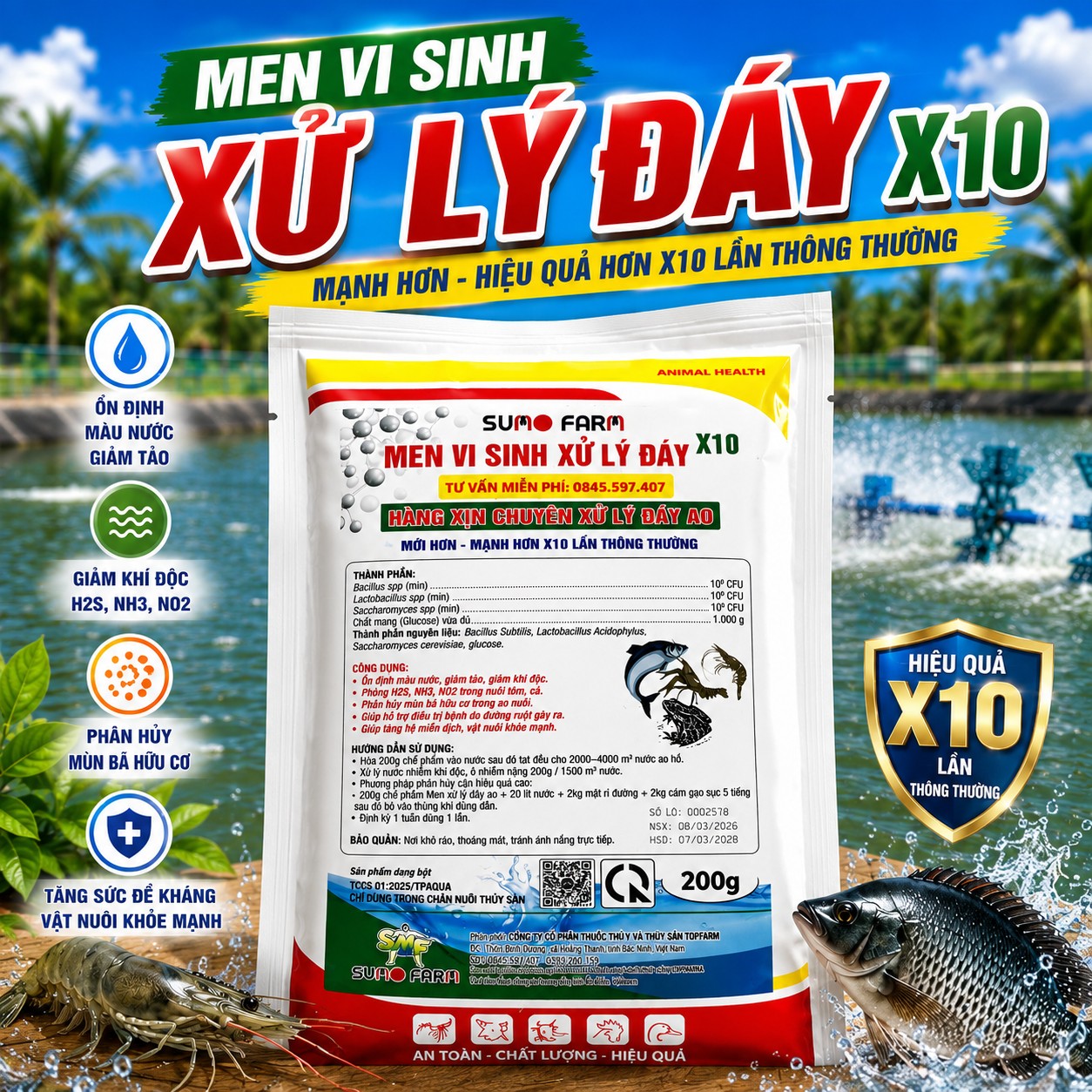 Men vi sinh xử lý đáy 200G