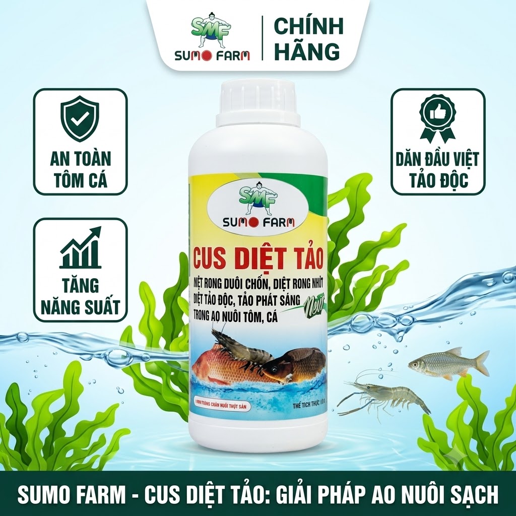 Hoá chất xử lý môi trường thuỷ sản Cus Diệt tảo 1 lít