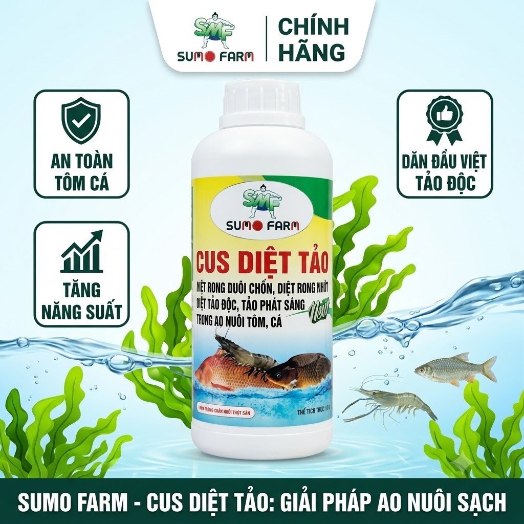 Hoá chất xử lý môi trường thuỷ sản Cus Diệt tảo 1 lít